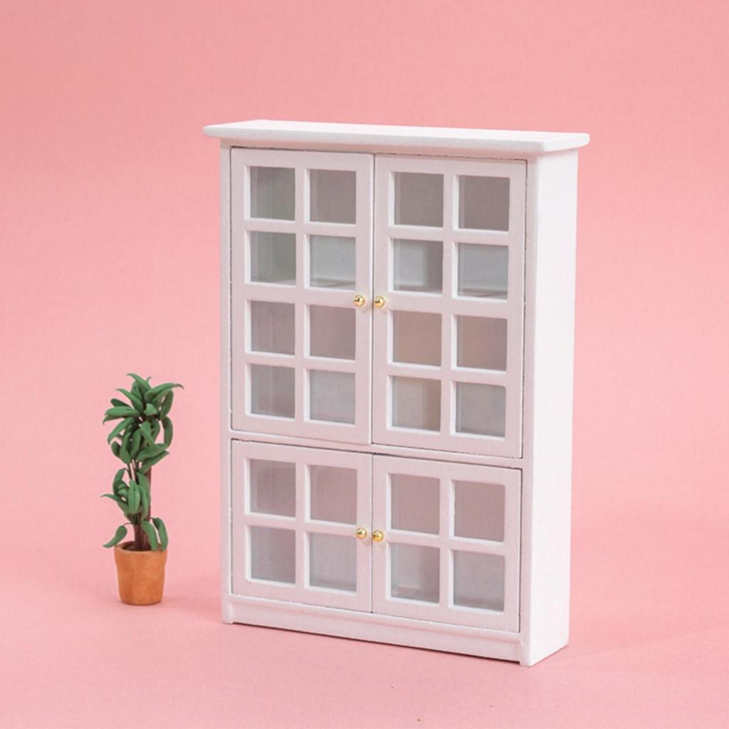 1:12 Scale Dollhouse Cabinet White MDF Display Realistic for Tabletop Displays