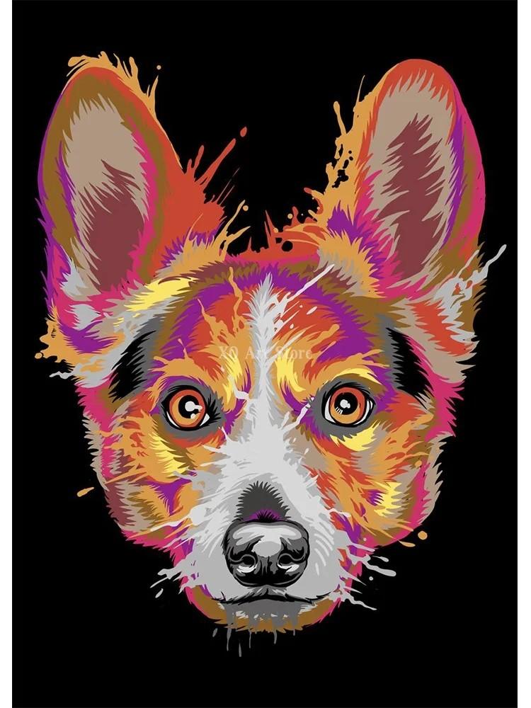 Abstract Watercolor French Bulldog Pug Posters Prints Canvas Painting Coloful Animal Dog Wall Art Picture Living Room Cuadros