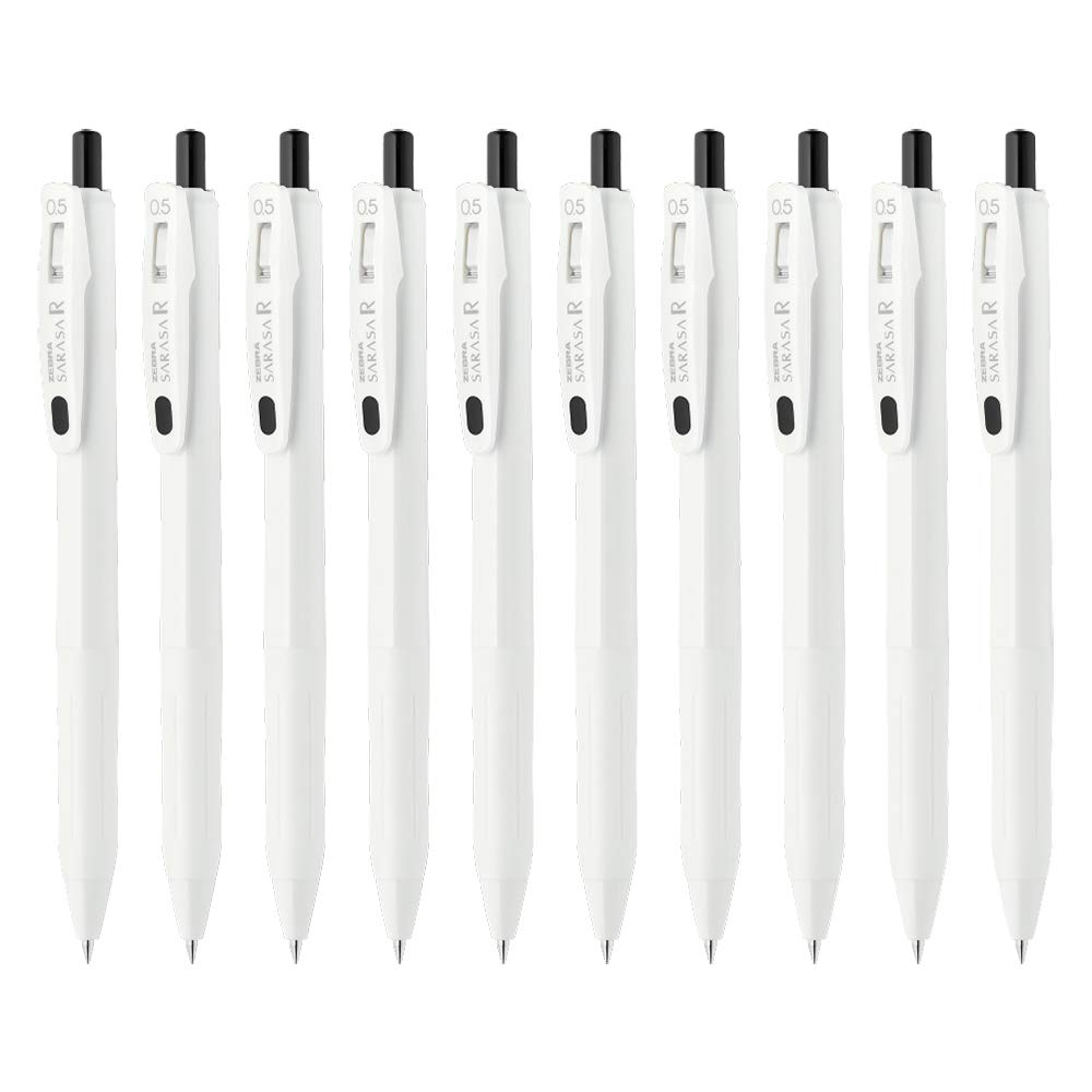 Zebra Sarasa R Gel Ballpoint 10 Pen, 0.5mm, Black, Pens, B-JJ29-R1-BK2