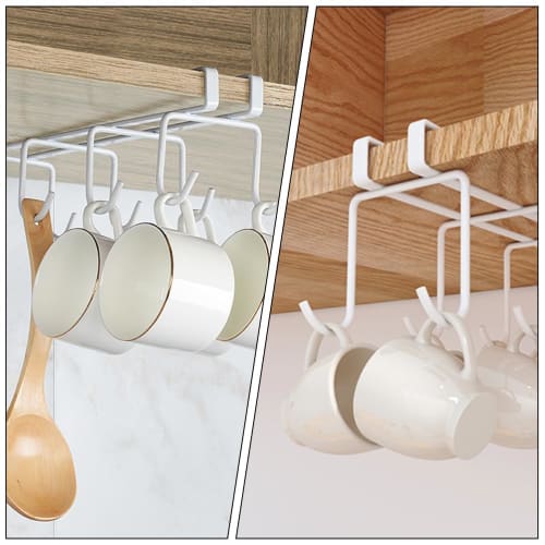 Gadpiparty 8-Piece Under-Cabinet Kitchen Hooks, Cup Hangers, Under-Cabinet Tool Hooks, Punch-Free, Mug Storage Rack, Display, Hanging Storage, Organiz