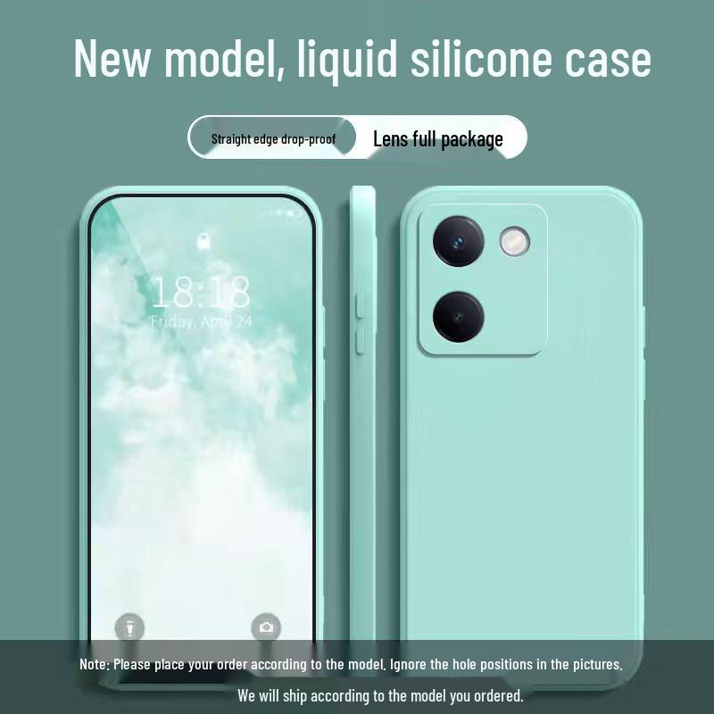 Compatible with vivo Y200 Pro 5G: Solid Color Liquid Silicone Full Coverage Anti-drop Soft Case.