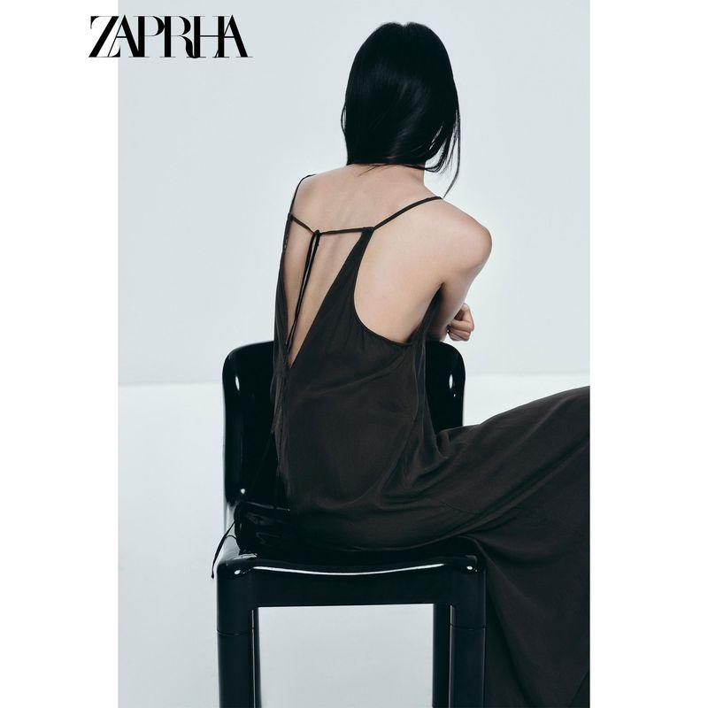Zaprha 2025 Summer New French Style Elegant Holiday Style Pleat Decorative Neck Collar Dress 6929187