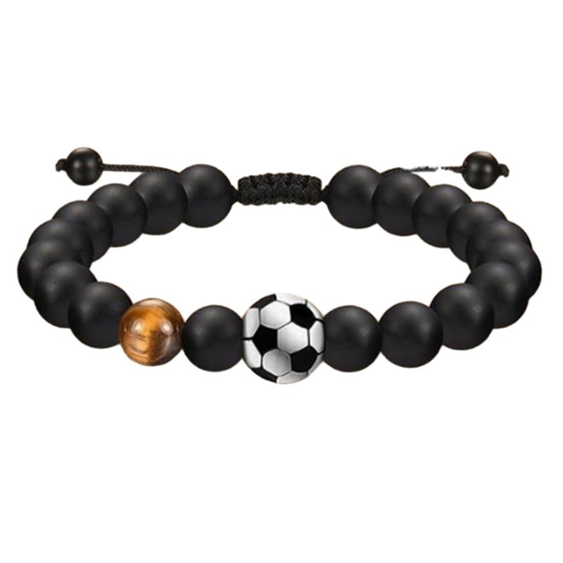 Handcrafted Beaded Bracelet Minimalist Black Handchain with Ball Pendant Versatile Sports Jewelry for All Occasions