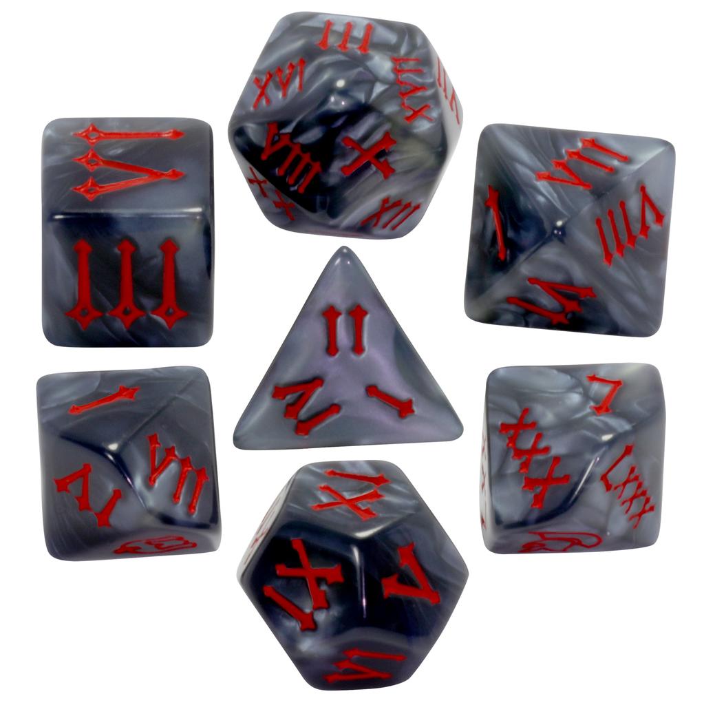 DND Dice Set 7pcs Marble Effect Polyhedral Dice with Roman Digital D4-D20 for Tabletop Game DND TRPG