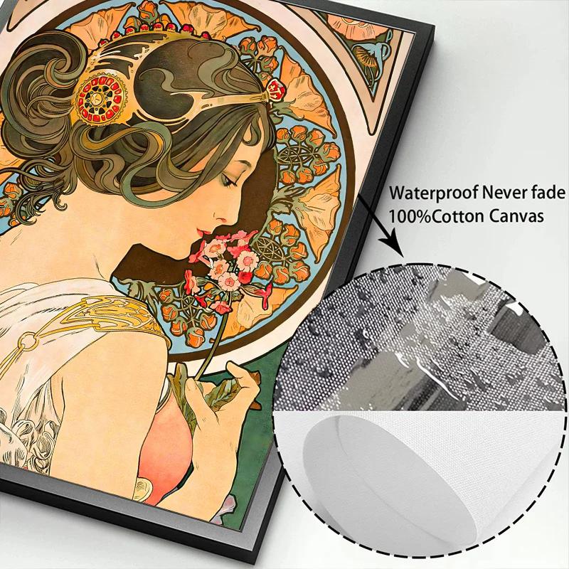 Art Nouveau Retro Poster Abstract Wallpaper Print Canvas Painting Wall Art Picture for Living Room Home Decor Aesthetic Mural