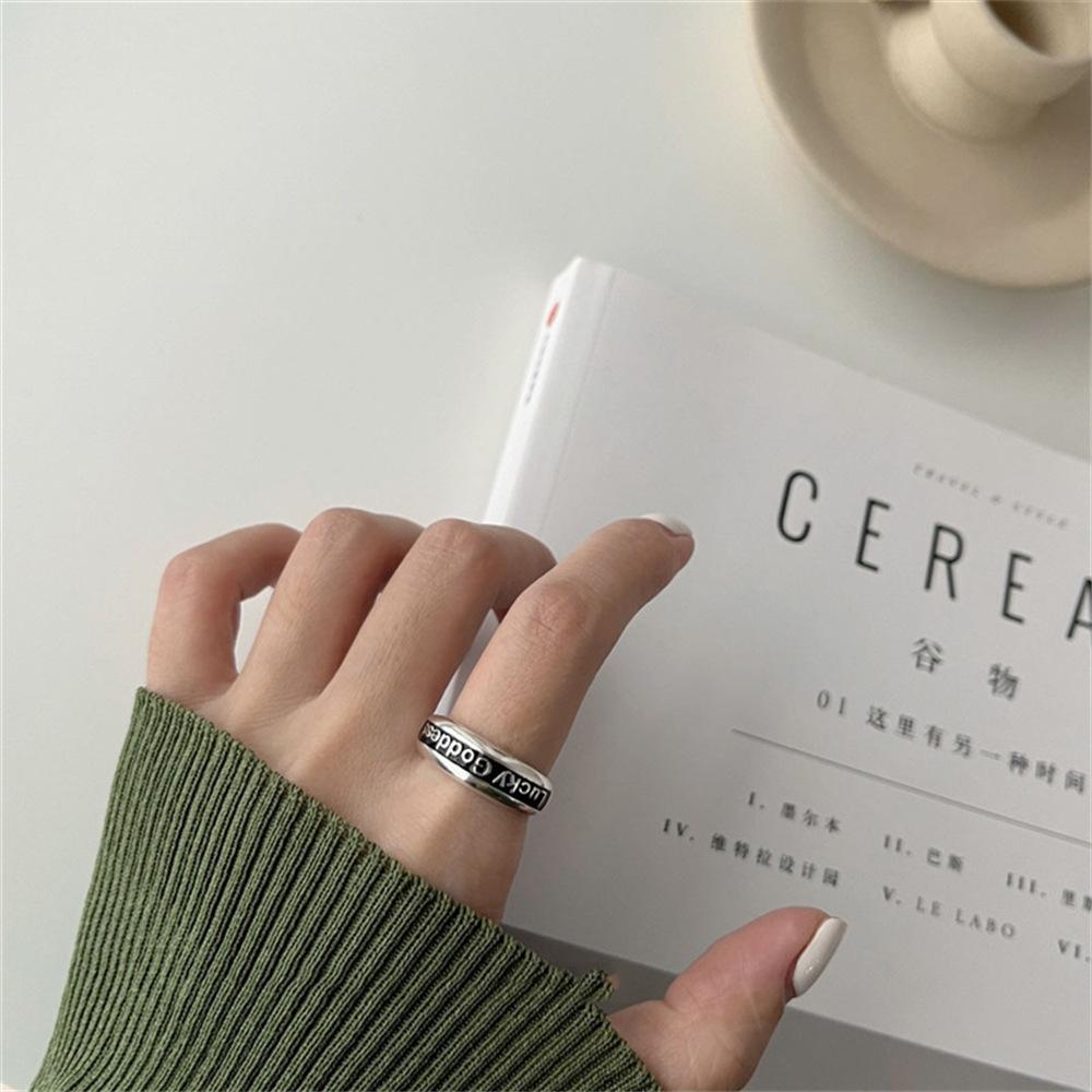 Korean Version of Lucky God English Letter Ring Does Not Fade Drip Glaze Index Finger Ring Ring
