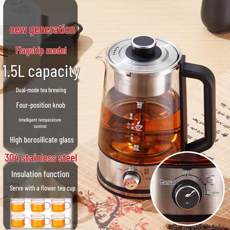 Electric Glass Spray Tea Maker, Large Capacity Steaming Kettle, Black Tea Health Pot
