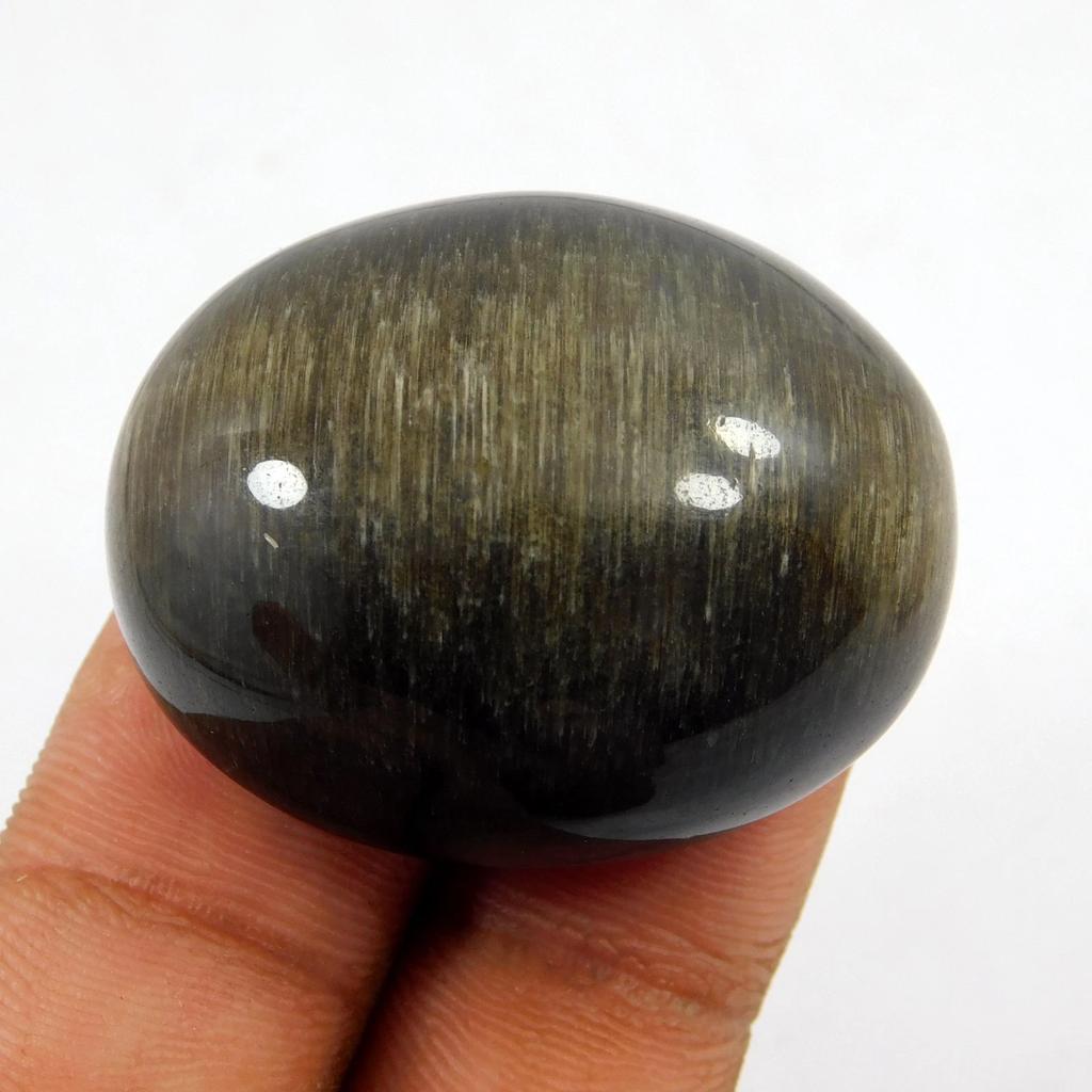 91.60 Ct Natural Chrysoberyl Black Cats Eye Oval Cabochon Loose Gemstone