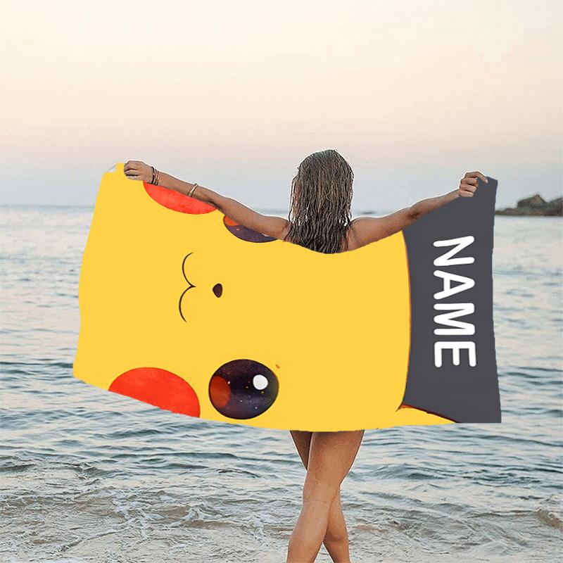 1pc Pika1 Beach Towel with Custom Name, Beach/Swimming/Bath/Picnic/Camping Towel, Suitable for Seaside Beaches