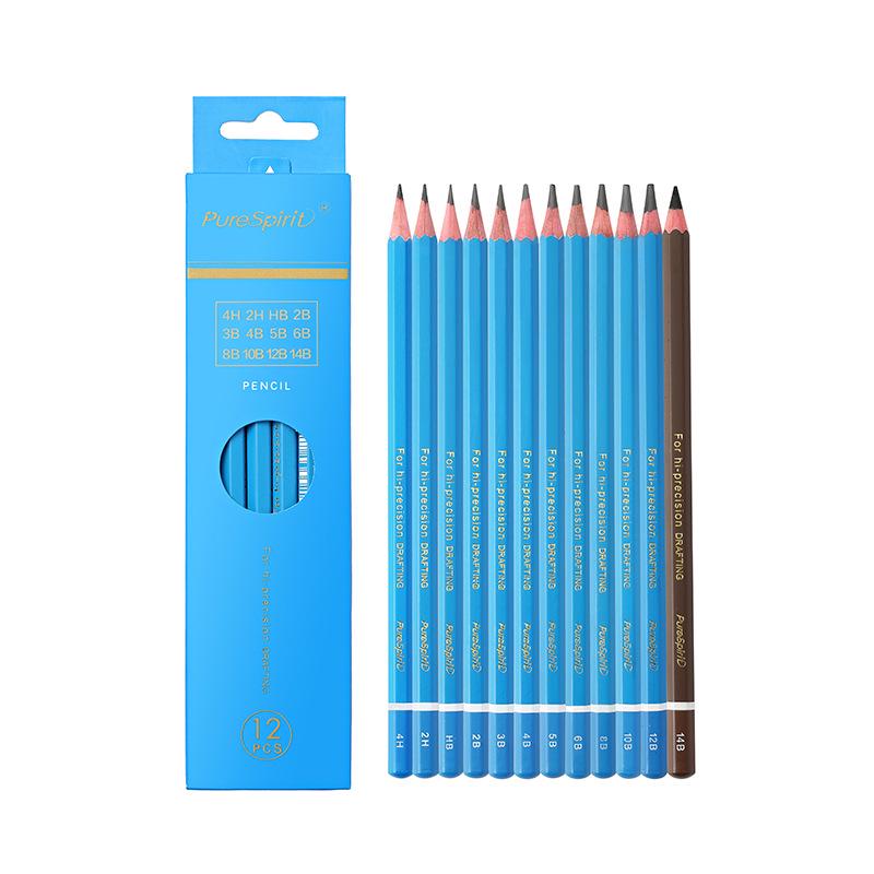 Charcoal Sketching Pencils Set: Soft/Medium/Hard (2B, 4B, 6B, 8B, 10B, 12B, 14B) for Students & Artists