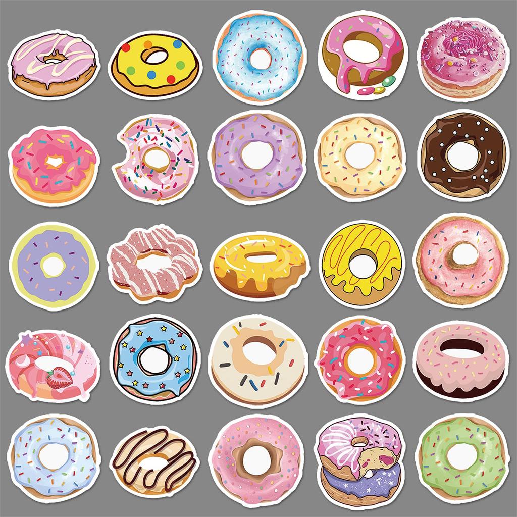 50PCS Sweet Donut Stickers: Trendy Graffiti Designs for Laptops, Cars & More