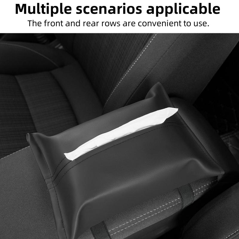 

Soft PU leather car seat tissue box tissue bag can be used in multiple scenarios, lightweight, foldable, portable matte car inte чёрный