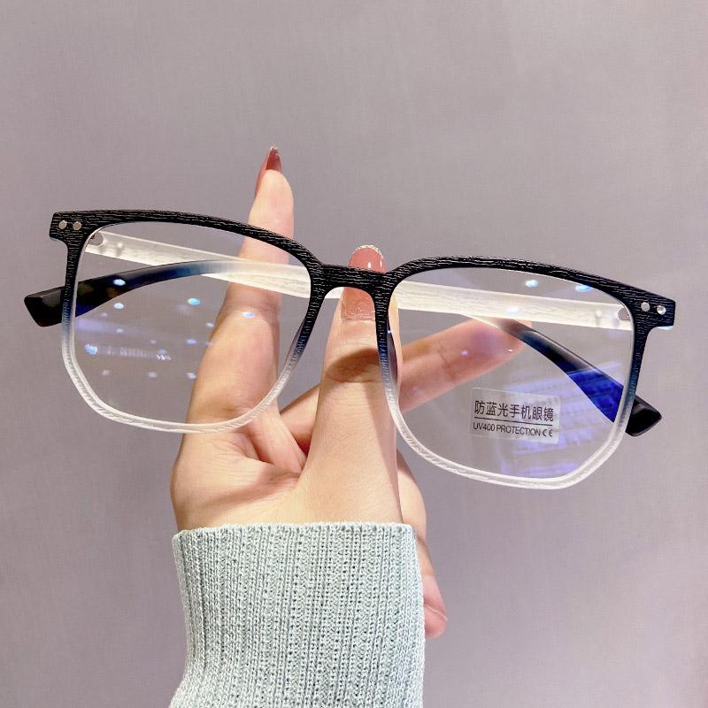 Oversized Wood Grain Frame Myopia Glasses Women Men Blue Light Blocking Computer Nearsighted Eyeglasses Minus Diopters 0 To -4.0