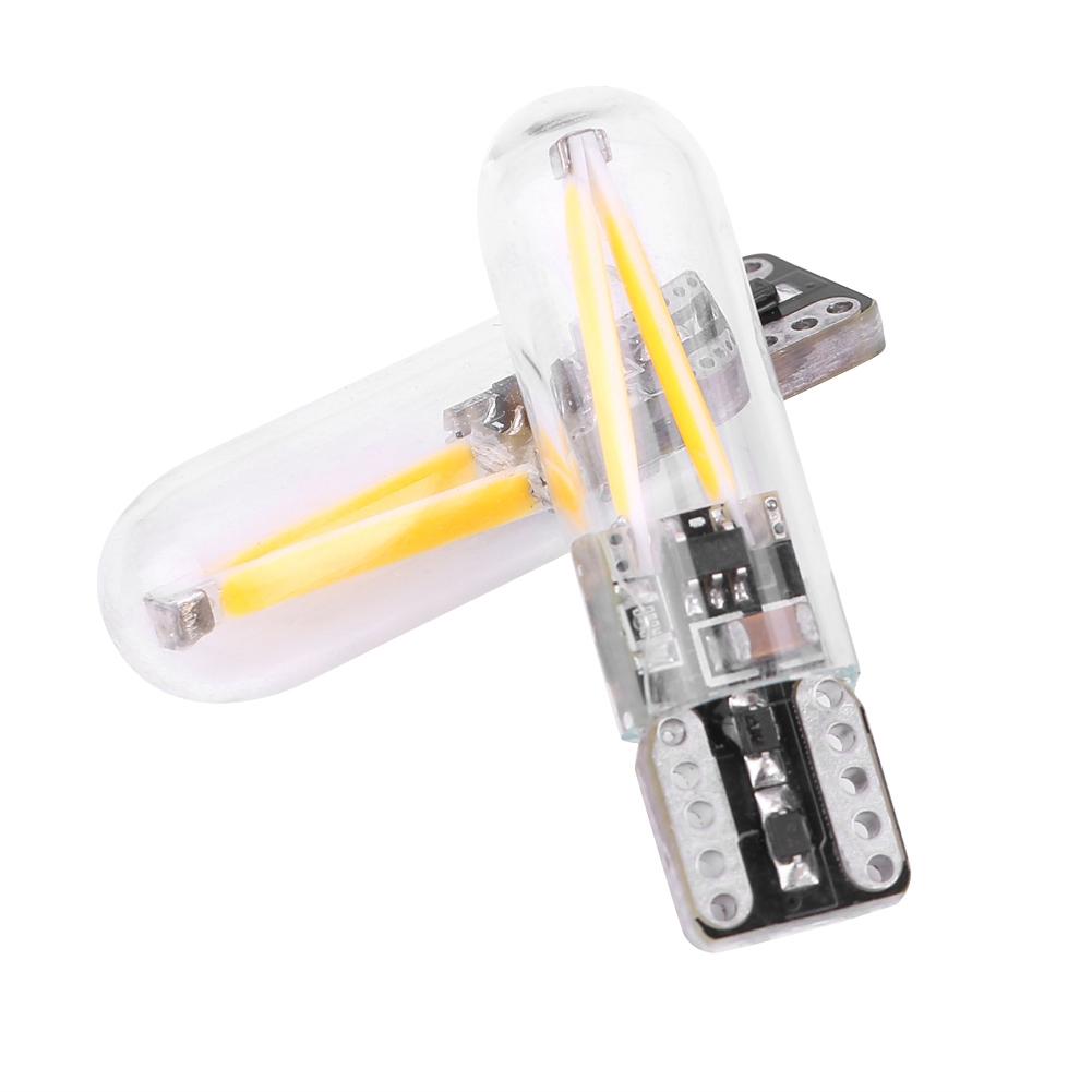 Pair of 8-28V W5W T10 Glass COB Filament LED Car Reading DRL Turn Signal LED Bulb White Light