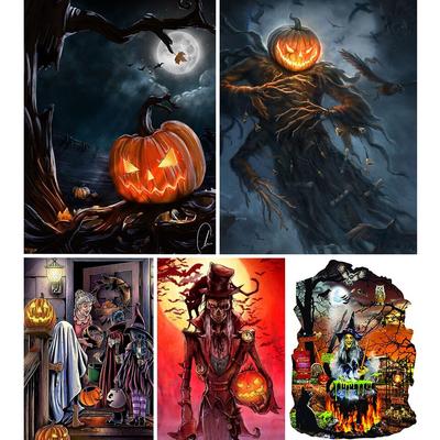 5D-Diamantmalerei zum Selbermachen, Albtraum vor Weihnachten, Kreuzstich-Set, komplette Stickerei, Halloween-Kürbis, Mosaik-Kunstbild