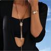 Popular Ins Baroque Pearl Alloy Pendant Y Necklace Bracelet Set Accessories Jewelry