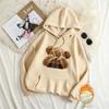 Women's eye-covering teddy bear print hooded sweater autumn and winter velvet loose oversize women's hoodie