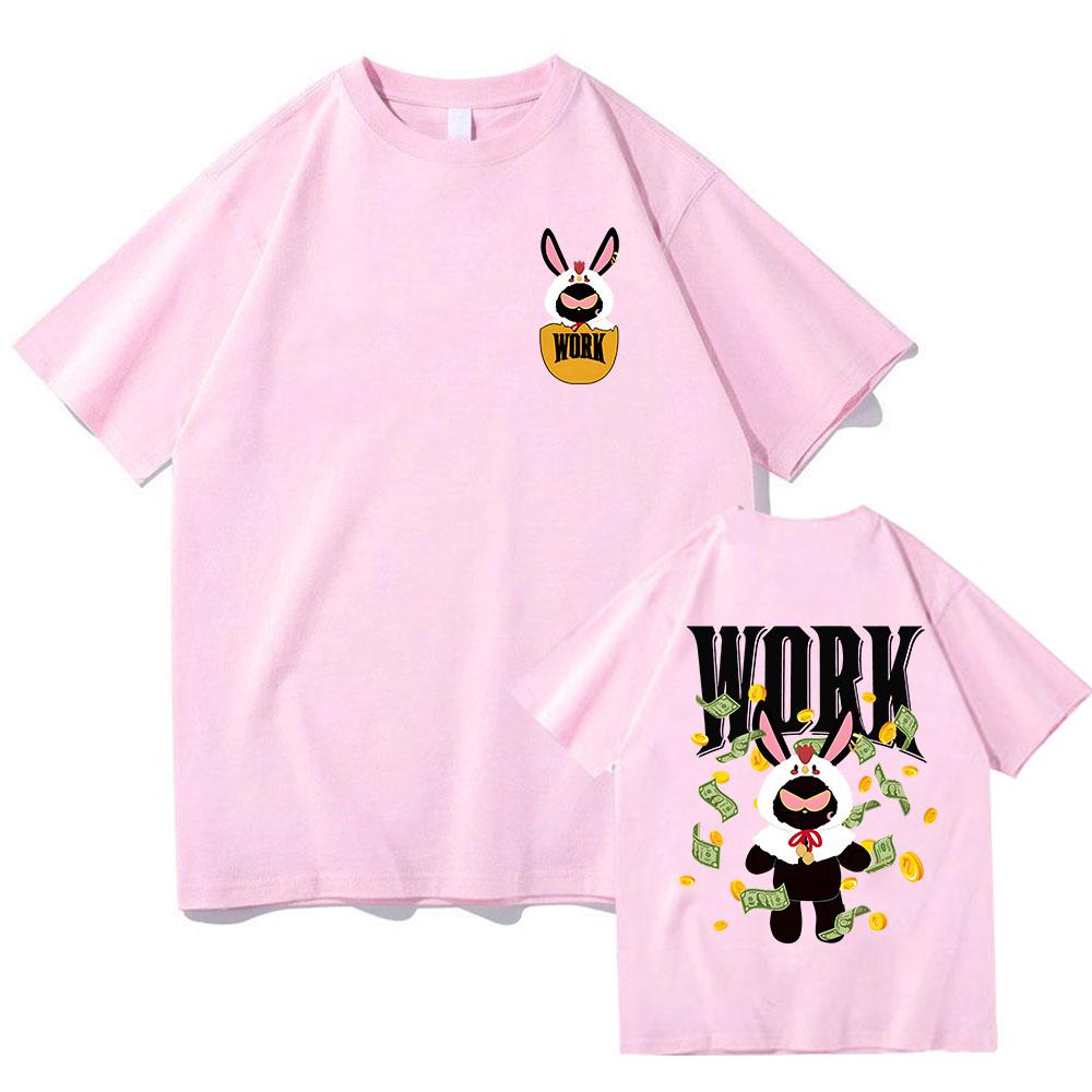Work Rabbit  Cartoon Printing T-shirts ATEEZ Korean Style Punk Band Tee-shirt Short Sleeve Cotton Comfortable Tshirt Women Girls