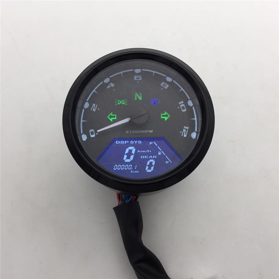12000RPM Motorcycle Universal LCD Signal Speedometer Tachometer Odometer Gauge