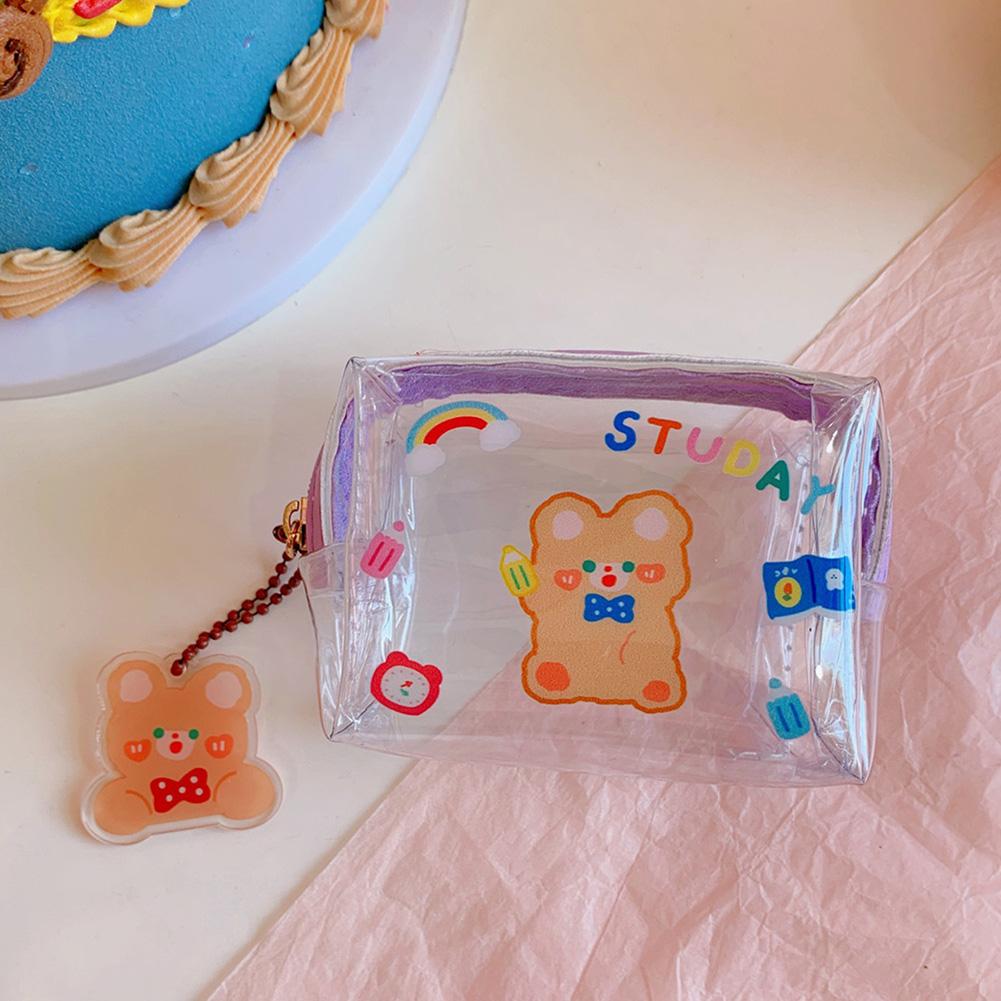 Kreative Bären Transparente Mädchen Münzbörse Kinder PVC Reißverschluss Kleingeldbörse Damen Mini Lippenstift Geldbörse Kaninchen Schlüsselkarten Tasche