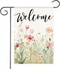 HOMFREEST Oral Spring Garden Ag 12x18 Inch Double Sided for Outside Welcome Watercolor Owers Small Burlap Yard Seasona SSL