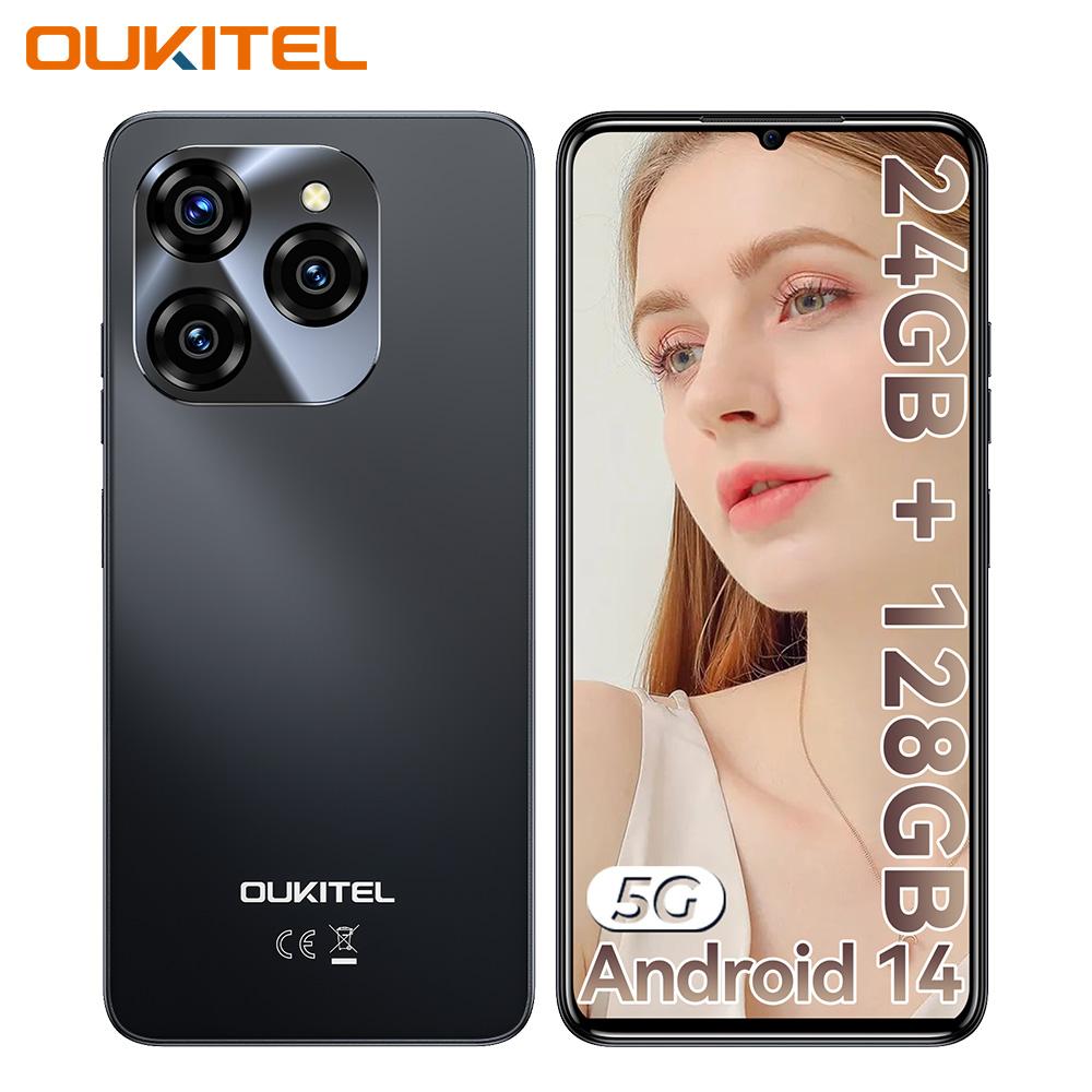 OUKITEL C50 Smartphone 5G, 24GB+128GB, 6,8 Pulgadas 5150mAh, Android 14, MTK Dimensity 6100, Cámara de 50MP, Dual SIM 5G