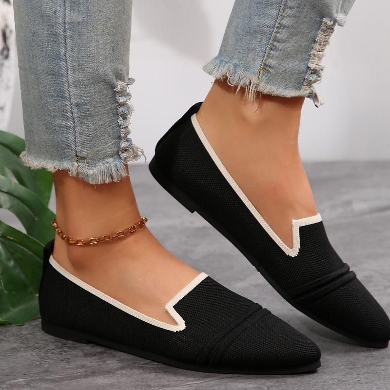 Women's Large Size Flat Shoes Spring and Summer Pointed Toe Fashion Flying Weaving Shallow One Foot Pedal Casual Overfoot Single Shoes