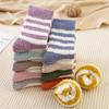 No hair loss sleep socks candy color striped coral fleece socks women's fleece thickened home floor socks