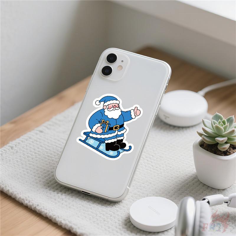 50Pcs/100Pcs Blue Merry Christmas Stickers DIY Fashion Waterproof Doodle Decals Stickers