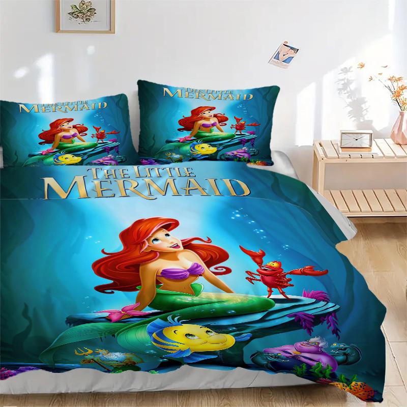

3pcs Ariel in the sea Bedding Set Includes 1 Quilt Cover and 2 Pillowcases, Comfortable S005 135x200cm