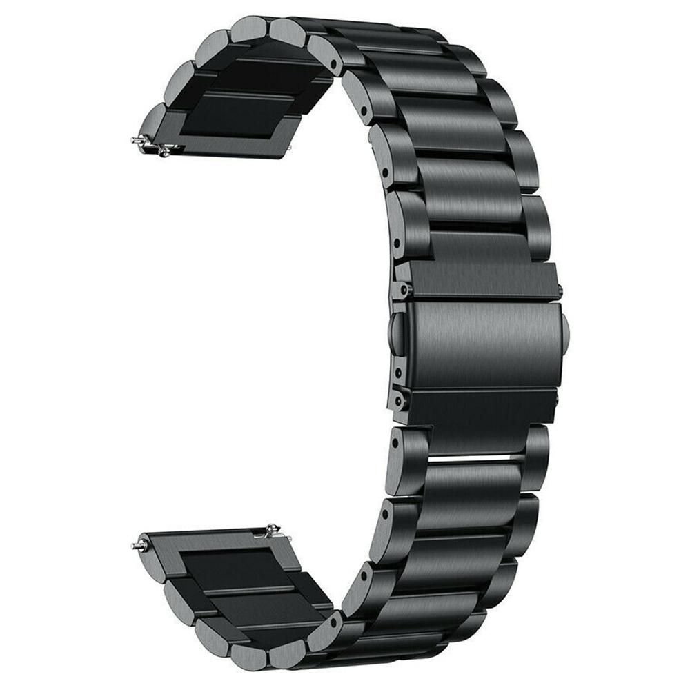 

For Garmin Vivoactive 4 Replacement Wrist Strap Stylish 3-Bead 316L Stainless Steel 22mm Watch Band Black