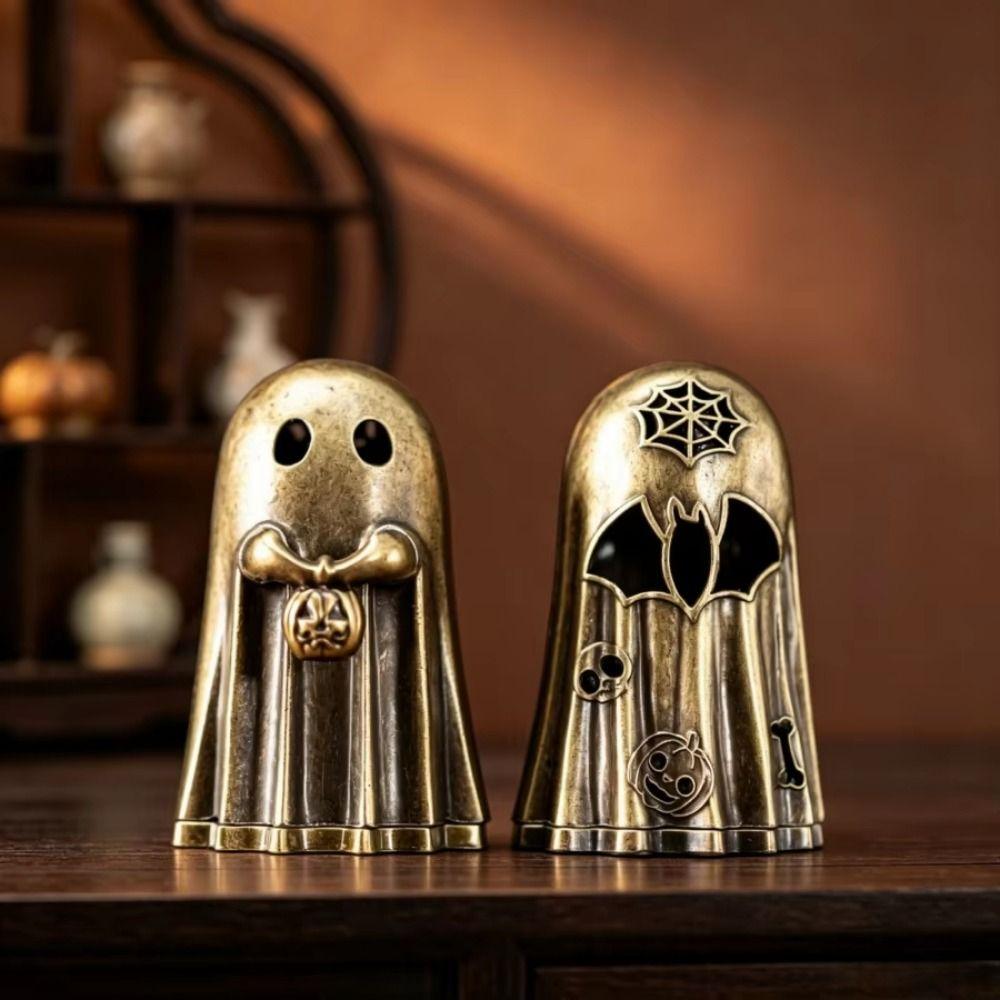 Bronze Pumpkin Ghost Incense Holder Zinc Zinc Zinc Alloy Small Specter Incense Burner  Desk Decor