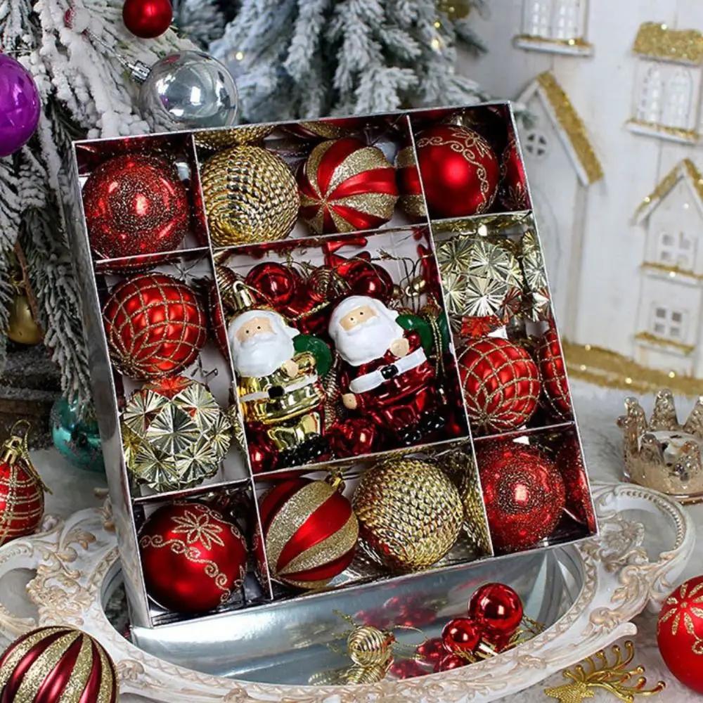 Plastic Christmas Ball Pendant Round Ball Colored Ball Christmas Tree Decoration Painted Christmas Party Decoration