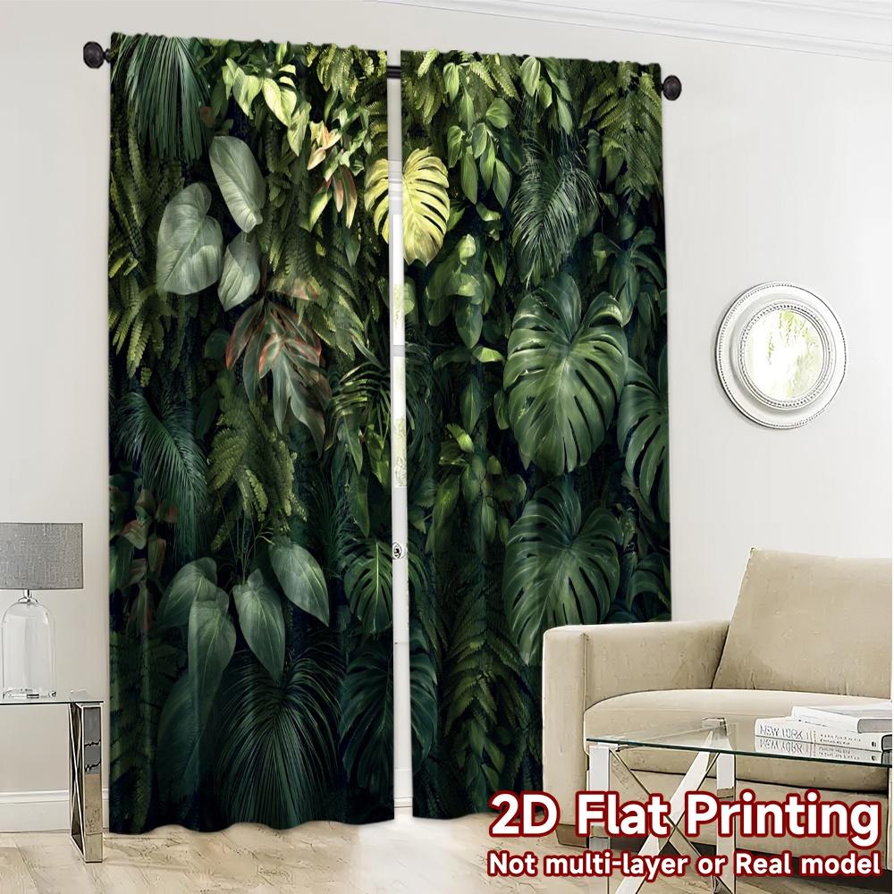2pcs   2D FLAT PRINTING Curtains (Without Rod) Green Symphony Modern Modern Curtains Polyester Curtains Versatile All Suitable