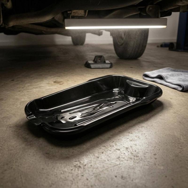 Oil Drain Pan Low-Height Plastic Oil Pan Automotive Tool Black Workshop Item Messwithout Mess