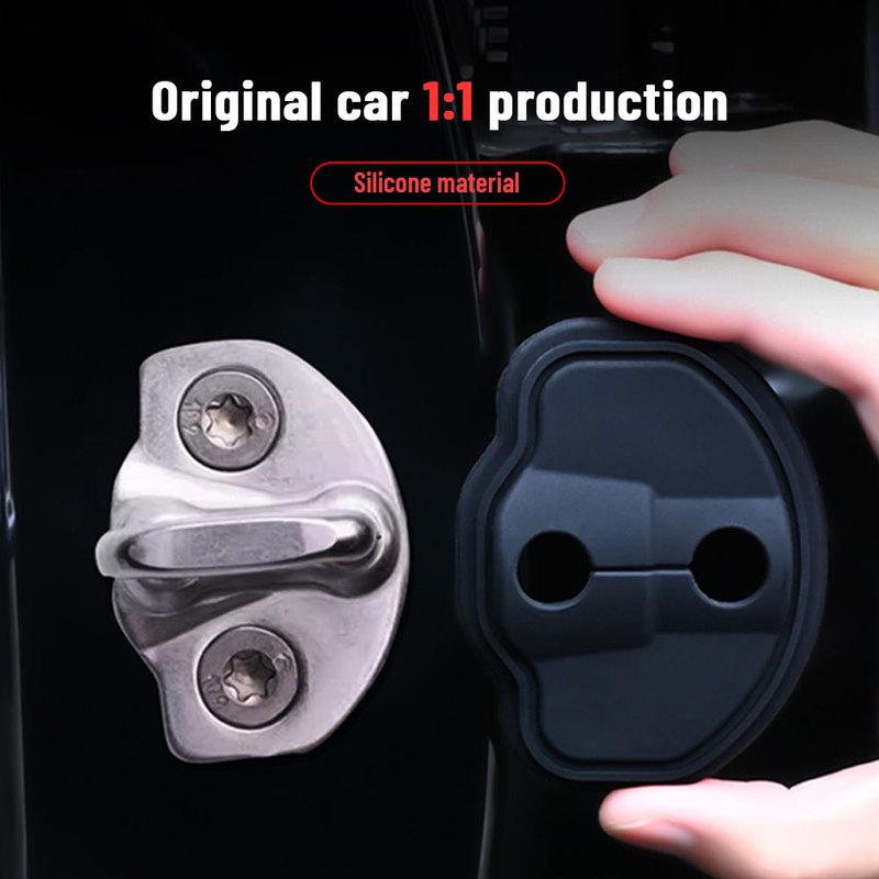 For TESLA Model 3 2017-2024 Car Door Shock Absorber Door Lock Protector Silicone Auto Door Lock Latches Cover Accessories