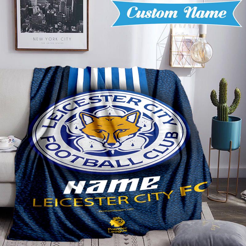 Custom Name Leicester FC Crest Blanket Lightweight Ideal Bedding Blanket Perfect for Travel, Camping, Living Rooms, Sofas, Christmas gift