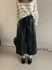 Plus Size High Waist PU Leather Pants - 2025 Korean Style, Loose Fit, Straight Leg, Petite, Eight-Point Length for Spring/Autumn