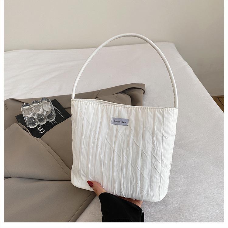 Повседневная студенческая сумка через плечо большой вместимости, простая парусиновая сумка-тоут, плиссированная сумка-тоут для поездок на работу