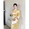 The New Chinese-Style Satin Improved Cheongsam for Slightly Plump Women, Plus-Size Women's Clothing, Vintage Jacquard Embroidery, Stunning Dress