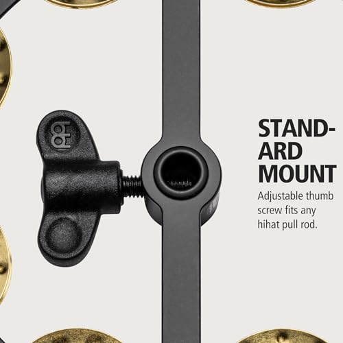 MEINL Percussion Headliner Series Hi-Hat Tambourine, Hammered Brass, 1-Row, HTHH1B-BK