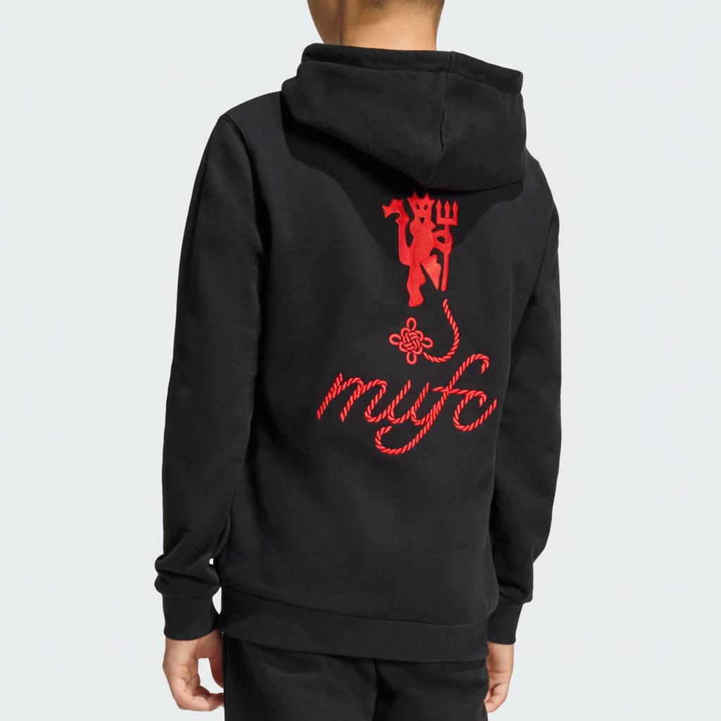 Adidas Oryginalna bluza z kapturem na co dzień Manchester United, luźna, z długim rękawem, dla dzieci, dziecięce bluzy z kapturem JM5570