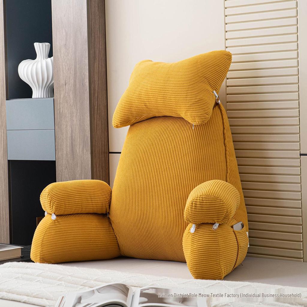 Corduroy Headboard Cushion: Soft Upholstered Lumbar Support & Neck Protection Pillow for Reading in Bed or Dorm