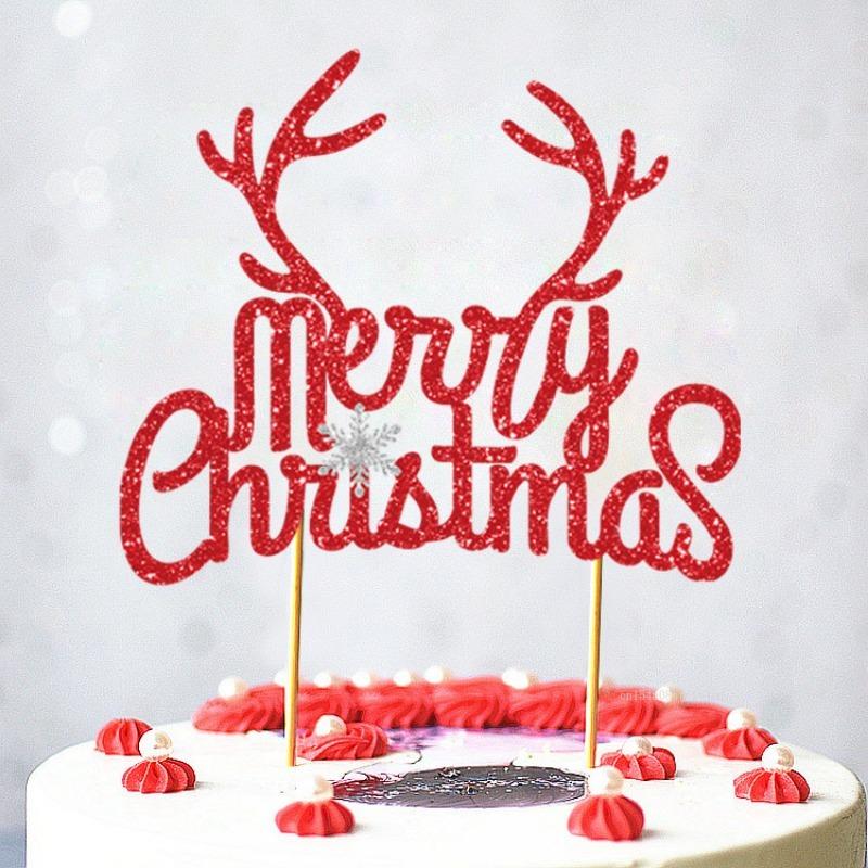 

1pc Christmas Cake Decoration Card Merry Christmas Plugin, Christmas Hat Theme Cake Card Cute Xmas Tree Cake Decor