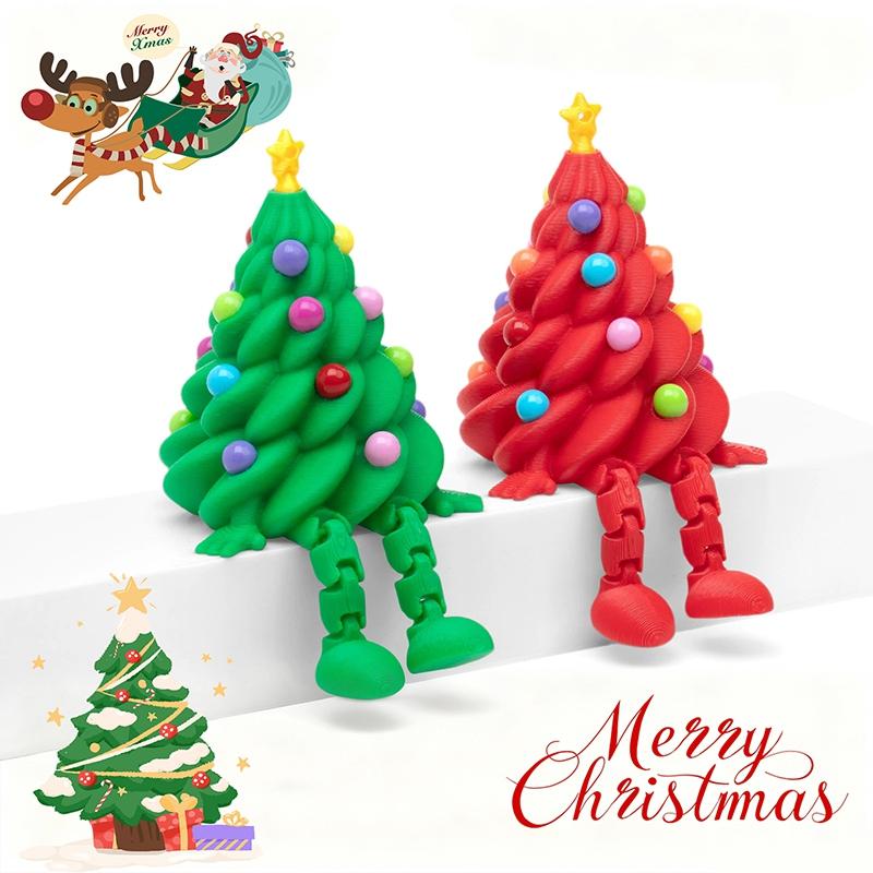 3D Printed Christmas Tree Movable Santa Claus Snowman Desktop Ornament New Year Christmas Decorations Crafts Children Gift