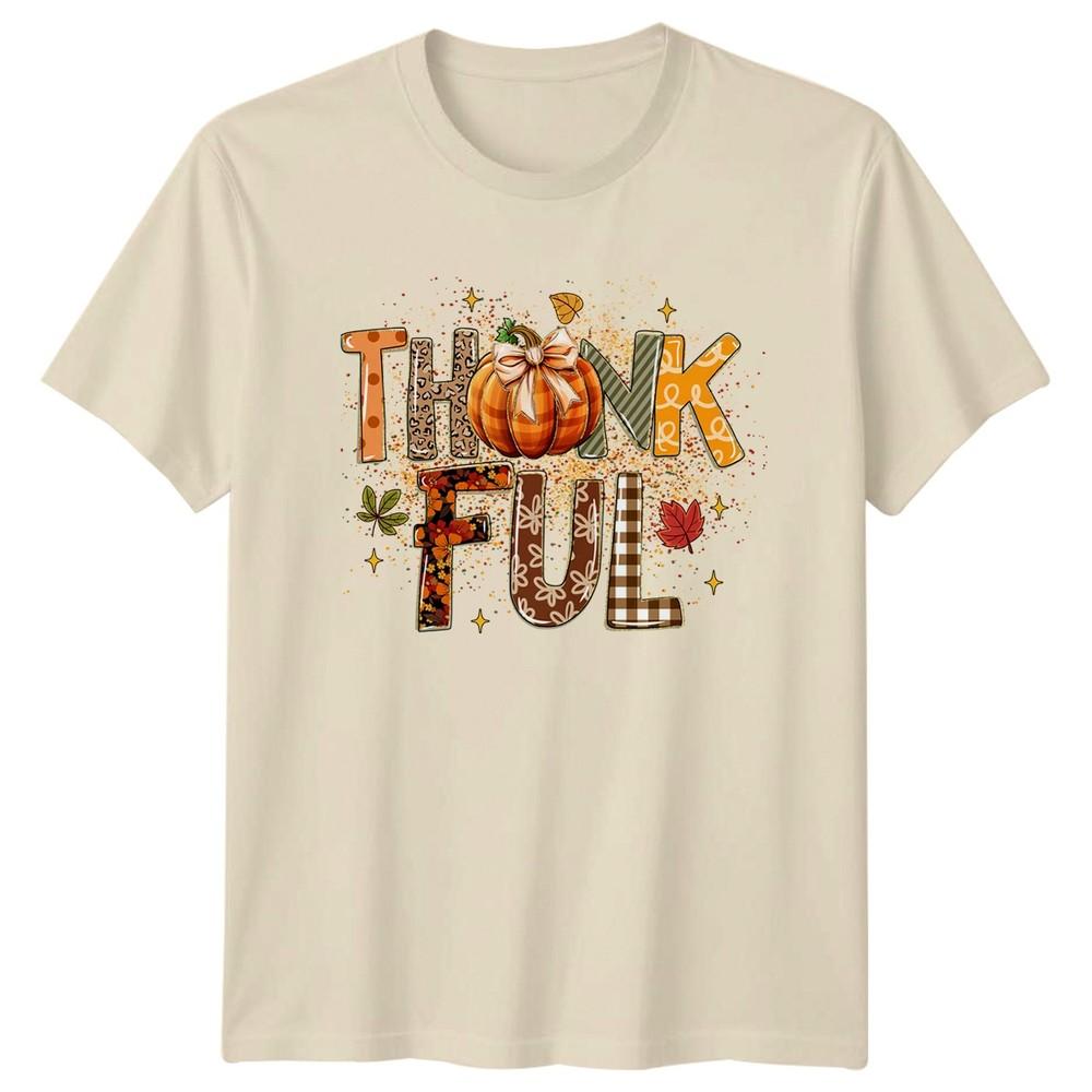 Thankful Thanksgiving Holiday Unisex Unisexs Graphic Tee Fall Autumn Season