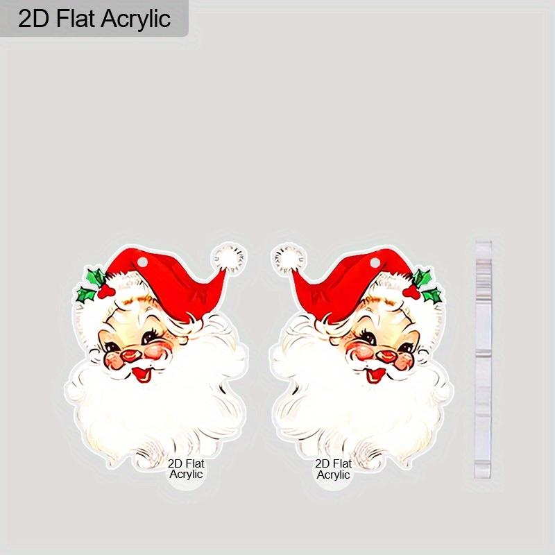 2D Flat Acrylic Christmas Earrings for Women Funny Lightweight Colorful Christmas Santa ClausDangle Drop Earrings Christmas Party Accessories Jewelry