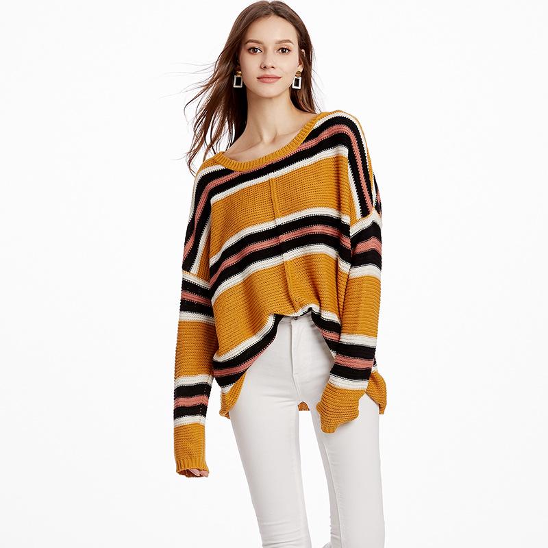 Popular women's knitted sweater European and American large-size women's clothing autumn and winter new pullover knitted sweater
