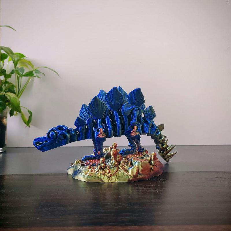 Skull Dragon Triceratops Stegosaurus Skeleton Figurine - Unique Deformation Ornament Gift