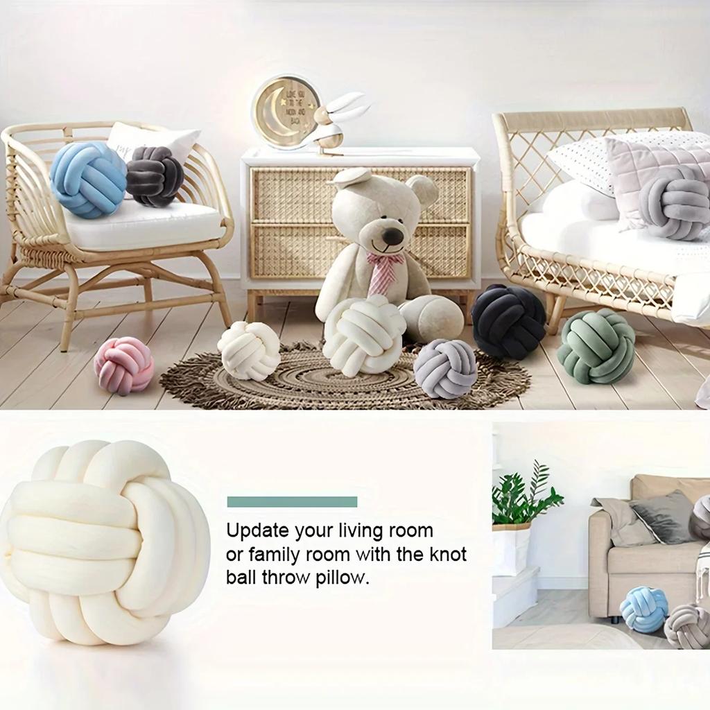 Nordic Stay Striped Cushion Plush Pillow Throw Knot Throw Pillow Cushion Sofa Pillow Living Room Round Ball Cushion